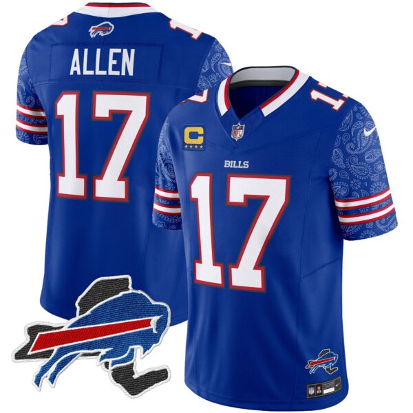 Bills New York Patch Vapor Limited Jersey V2 – All Stitched – Royal – Josh Allen Jersey