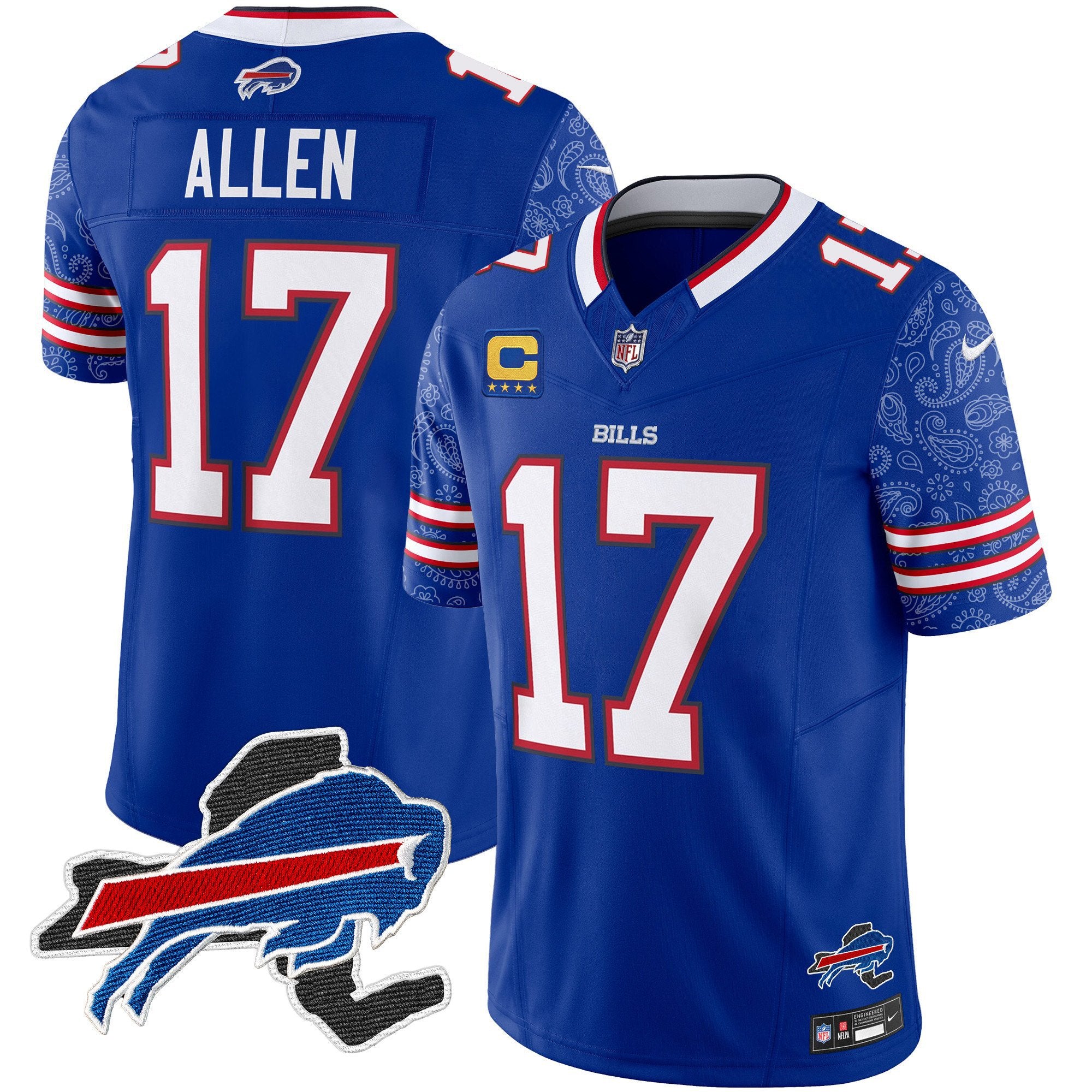 Bills New York Patch Vapor Limited Jersey V2 – All Stitched – Royal – Josh Allen Jersey