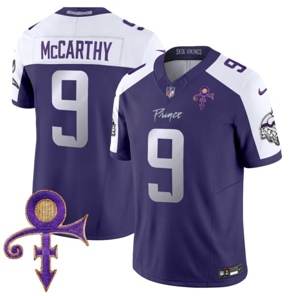 Vikings 2024 Prince Vapor Limited Jersey – All Stitched – Purple Alternate – J.J. McCarthy Jersey
