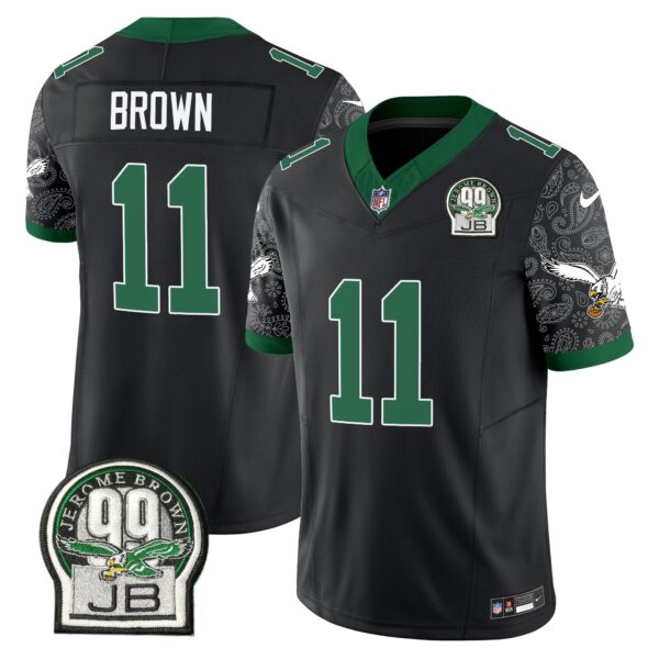 Eagles Kelly Green Vapor Limited Jersey V4 – All Stitched – Black – A.J. Brown Jersey