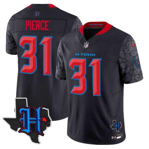 Houston Texans 2024 Texas Patch Vapor Limited Jersey V4 – All Stitched – Navy Limited – Dameon Pierce Jersey