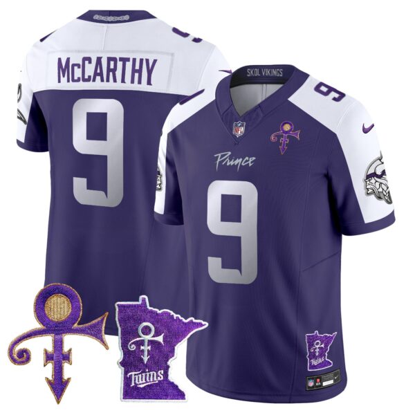 Minnesota Vikings 2024 Prince Vapor Limited Jersey V2 – All Stitched – Purple Alternate – J.J. McCarthy Jersey