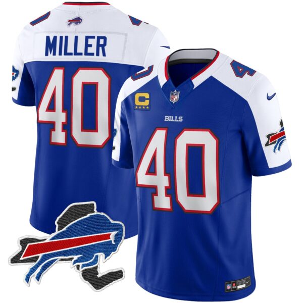 Bills New York Patch Vapor Limited Jersey V2 – All Stitched – Royal Alternate – Von Miller Jersey