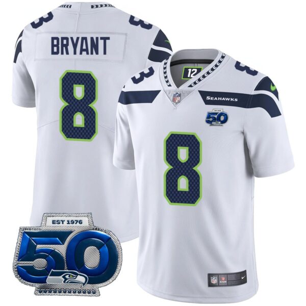 Seattle Seahawks 50th Season Vapor Limited Jersey – All Stitched – White – Coby Bryant Jersey