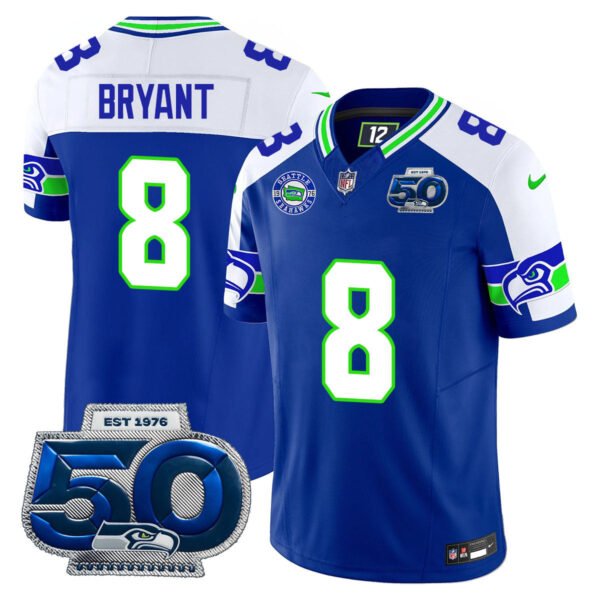 Seattle Seahawks 50th Season Vapor Limited Jersey – All Stitcheds – Royal Alternate – Coby Bryant Jersey