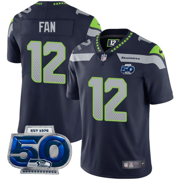 Seattle Seahawks 50th Season Vapor Limited Jersey – All Stitched – Navy – Fan Jersey