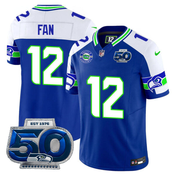 Seattle Seahawks 50th Season Vapor Limited Jersey – All Stitcheds – Royal Alternate – Fan Jersey