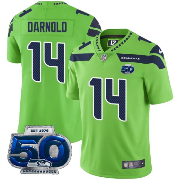 Seattle Seahawks 50th Season Vapor Limited Jersey – All Stitched – Green – Sam Darnold Jersey