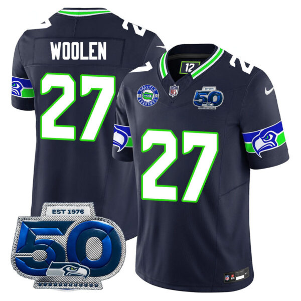 Seattle Seahawks 50th Season Vapor Limited Jersey – All Stitcheds – Black – Riq Woolen Jersey