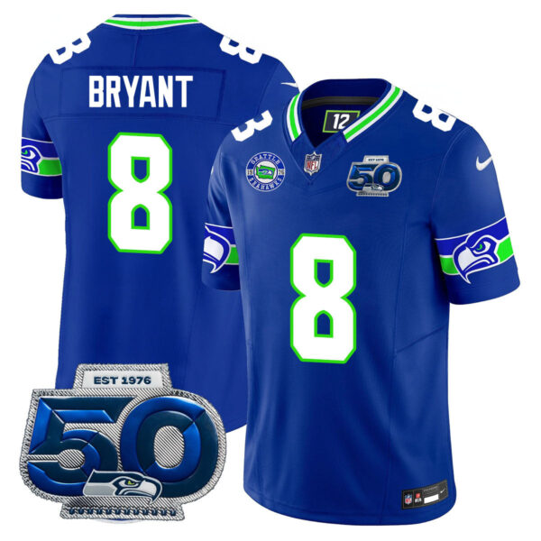 Seattle Seahawks 50th Season Vapor Limited Jersey – All Stitcheds – Royal – Coby Bryant Jersey