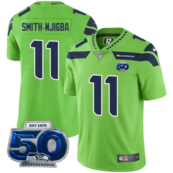 Seattle Seahawks 50th Season Vapor Limited Jersey – All Stitched – Green – Jaxon Smith-Njigba Jersey
