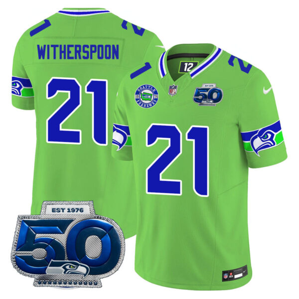 Seattle Seahawks 50th Season Vapor Limited Jersey – All Stitcheds – Green – Devon Witherspoon Jersey