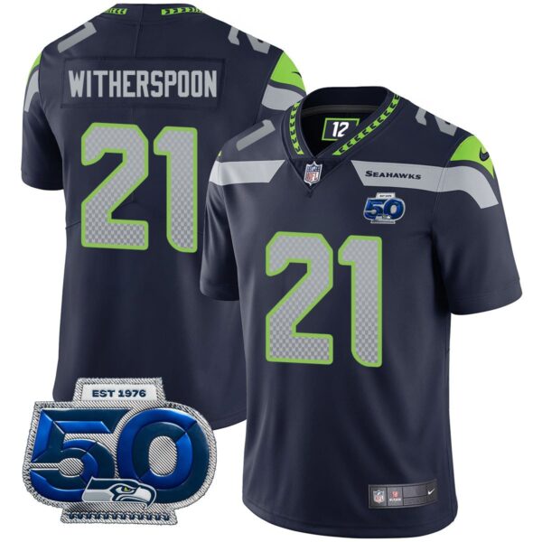 Seattle Seahawks 50th Season Vapor Limited Jersey – All Stitched – Navy – Devon Witherspoon Jersey