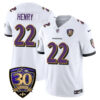 Baltimore Ravens Limited 30th Season Jersey – All Stitched – Derrick Henry – 22 – White Jersey
