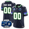 Seattle Seahawks 50th Season Vapor Limited Custom Jersey – All Stitched – Black Jersey