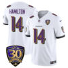 Baltimore Ravens Limited 30th Season Jersey – All Stitched – Kyle Hamilton – 14 – White Jersey