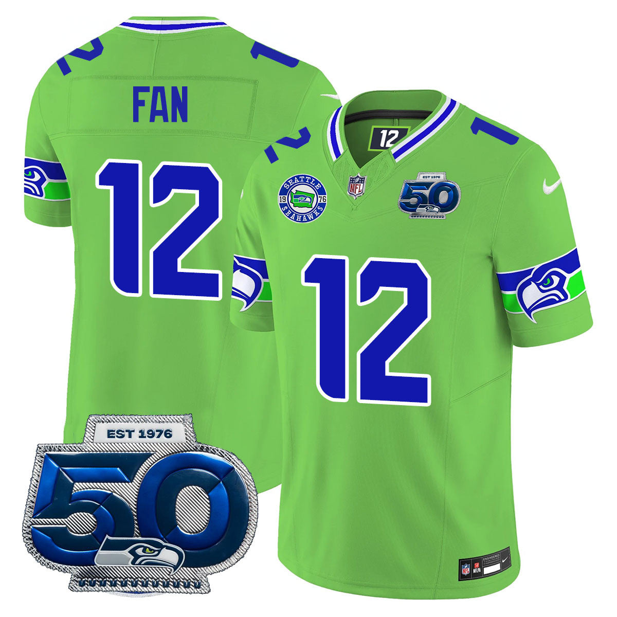 Seattle Seahawks 50th Season Vapor Limited Jersey – All Stitcheds – Green – Fan Jersey