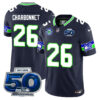 Seattle Seahawks 50th Season Vapor Limited Jersey – All Stitcheds – Black – Zach Charbonnet Jersey