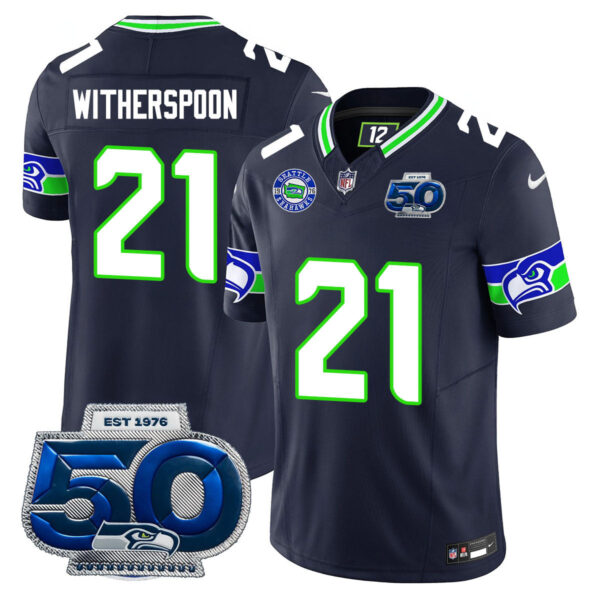 Seattle Seahawks 50th Season Vapor Limited Jersey – All Stitcheds – Black – Devon Witherspoon Jersey