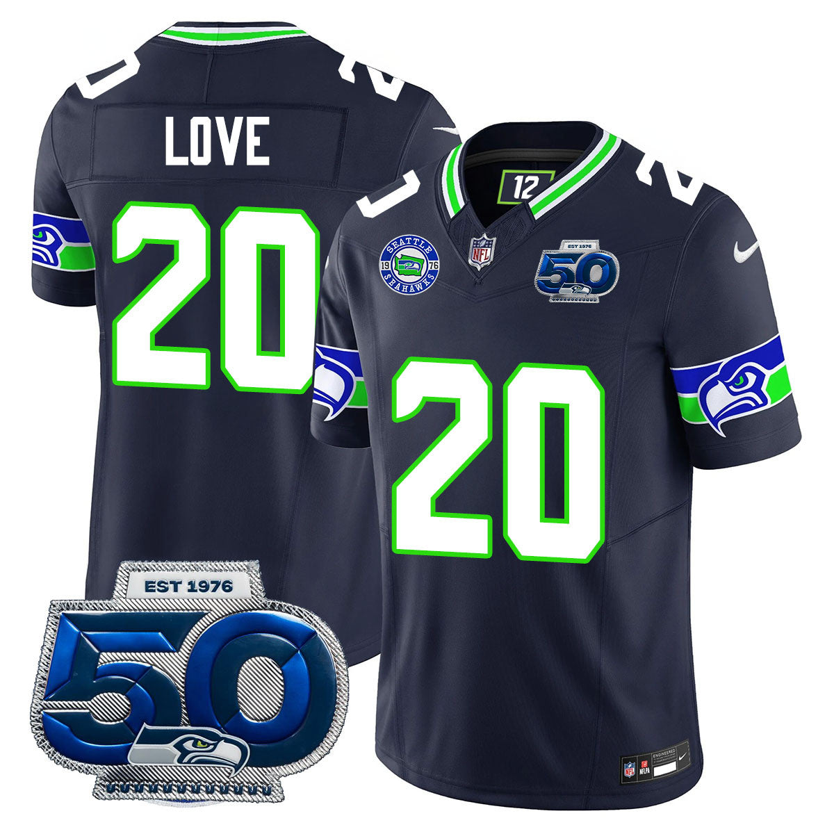 Seattle Seahawks 50th Season Vapor Limited Jersey – All Stitcheds – Black – Julian Love Jersey