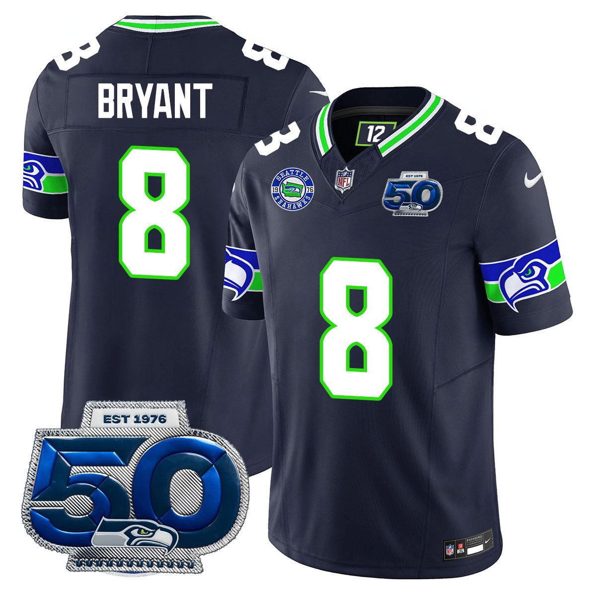 Seattle Seahawks 50th Season Vapor Limited Jersey – All Stitcheds – Black – Coby Bryant Jersey