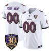 Custom Gender/Name Baltimore Ravens Limited 30th Season Jersey – All Stitched – White Jersey