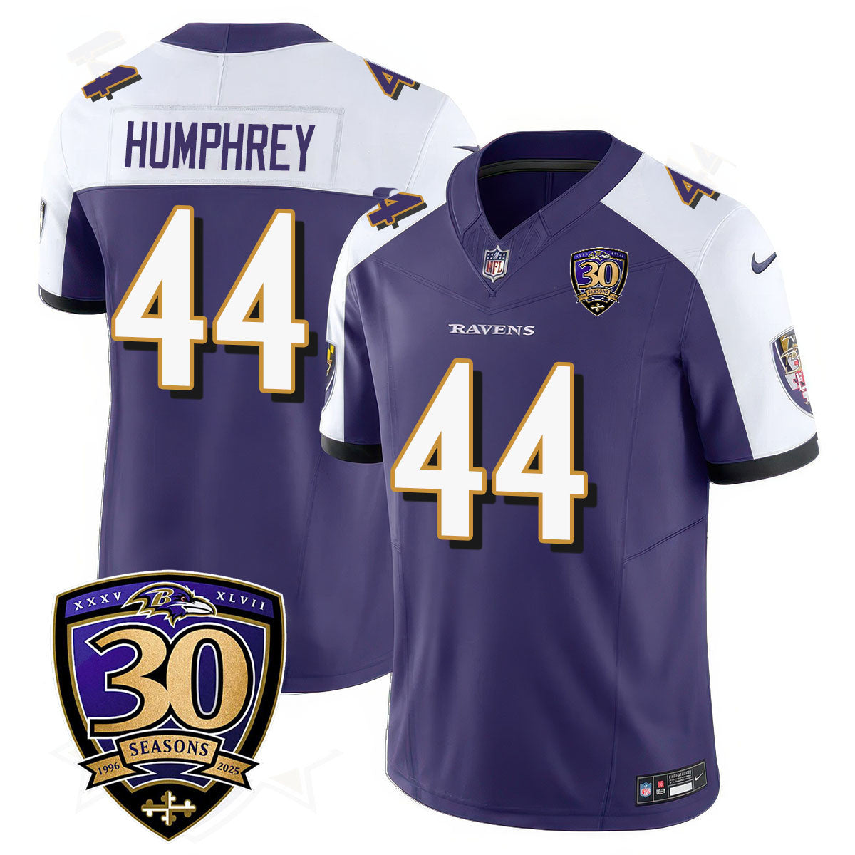 Baltimore Ravens Limited 30th Season Jersey – All Stitched – Marlon Humphrey – 44 – Purple Alternate Jersey