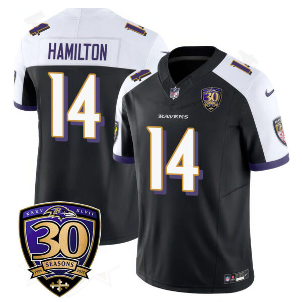 Baltimore Ravens Limited 30th Season Jersey – All Stitched – Kyle Hamilton – 14 – Black Alternate Jersey