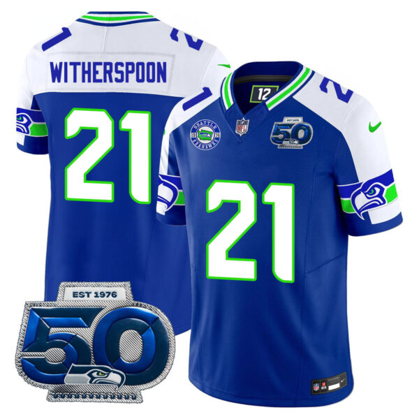 Seattle Seahawks 50th Season Vapor Limited Jersey – All Stitcheds – Royal Alternate – Devon Witherspoon Jersey