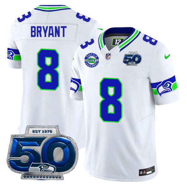 Seattle Seahawks 50th Season Vapor Limited Jersey – All Stitcheds – White – Coby Bryant Jersey