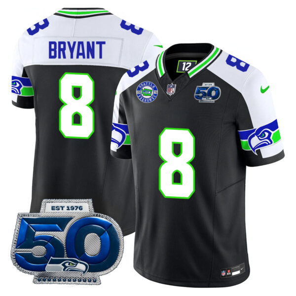 Seattle Seahawks 50th Season Vapor Limited Jersey – All Stitcheds – Black Alternate – Coby Bryant Jersey