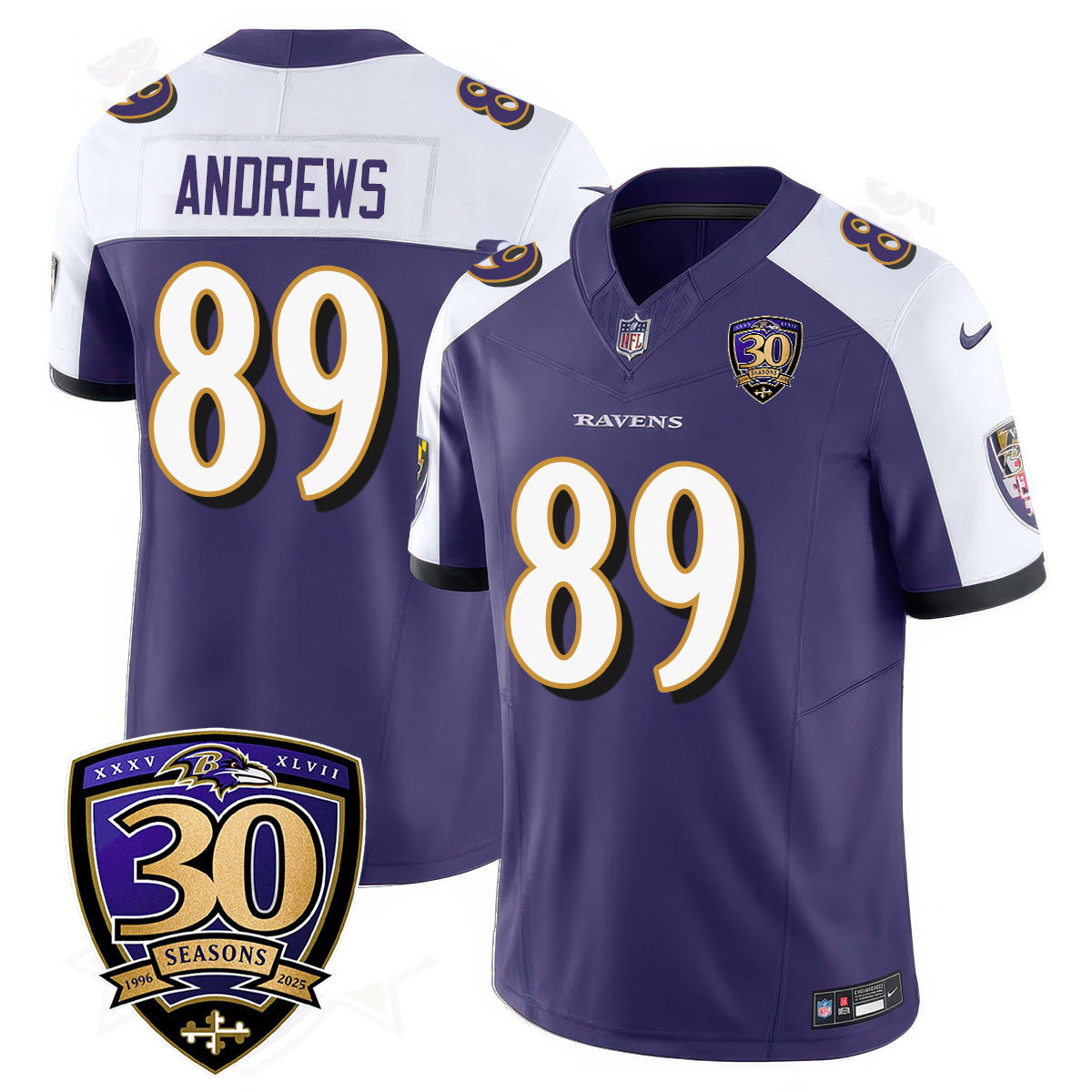 Baltimore Ravens Limited 30th Season Jersey – All Stitched – Mark Andrews – 89 – Purple Alternate Jersey