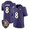 Baltimore Ravens Limited 30th Season Jersey – All Stitched – Lamar Jackson – 8 – Purple Jersey
