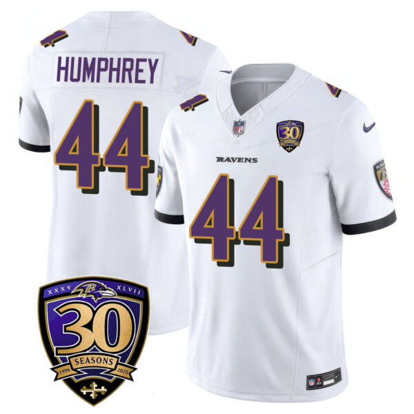 Baltimore Ravens Limited 30th Season Jersey – All Stitched – Marlon Humphrey – 44 – White Jersey