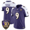 Baltimore Ravens Limited 30th Season Jersey – All Stitched – Justin Tucker – 9 – Purple Alternate Jersey