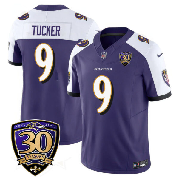 Baltimore Ravens Limited 30th Season Jersey – All Stitched – Justin Tucker – 9 – Purple Alternate Jersey