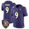 Baltimore Ravens Limited 30th Season Jersey – All Stitched – Justin Tucker – 9 – Purple Jersey