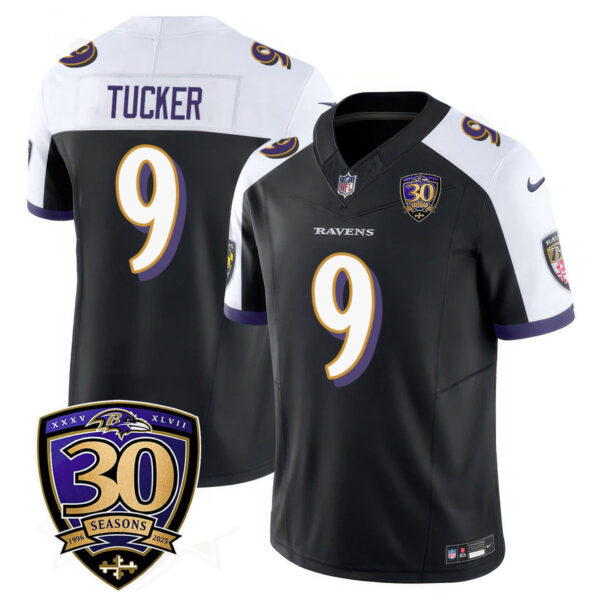 Baltimore Ravens Limited 30th Season Jersey – All Stitched – Justin Tucker – 9 – Black Alternate Jersey