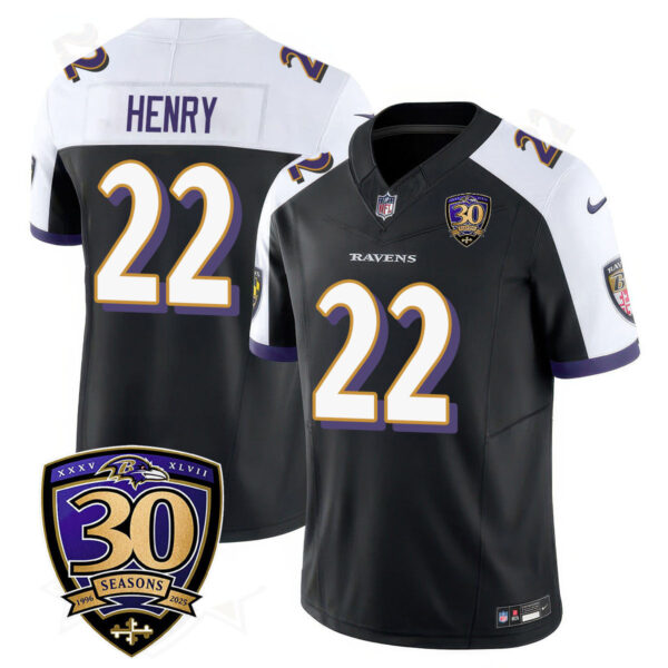 Baltimore Ravens Limited 30th Season Jersey – All Stitched – Derrick Henry – 22 – Black Alternate Jersey