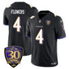 Baltimore Ravens Limited 30th Season Jersey – All Stitched – Zay Flowers – 4 – Black Jersey