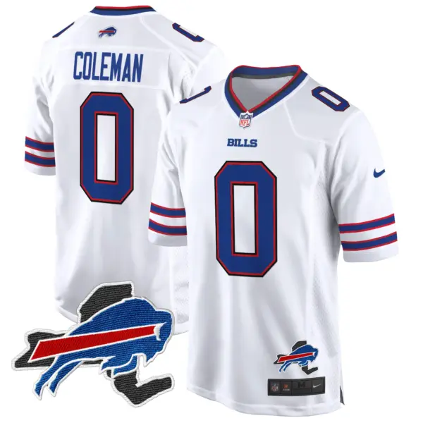 Mens Buffalo Bills New York Patch Game Jersey Keon Coleman Jersey White