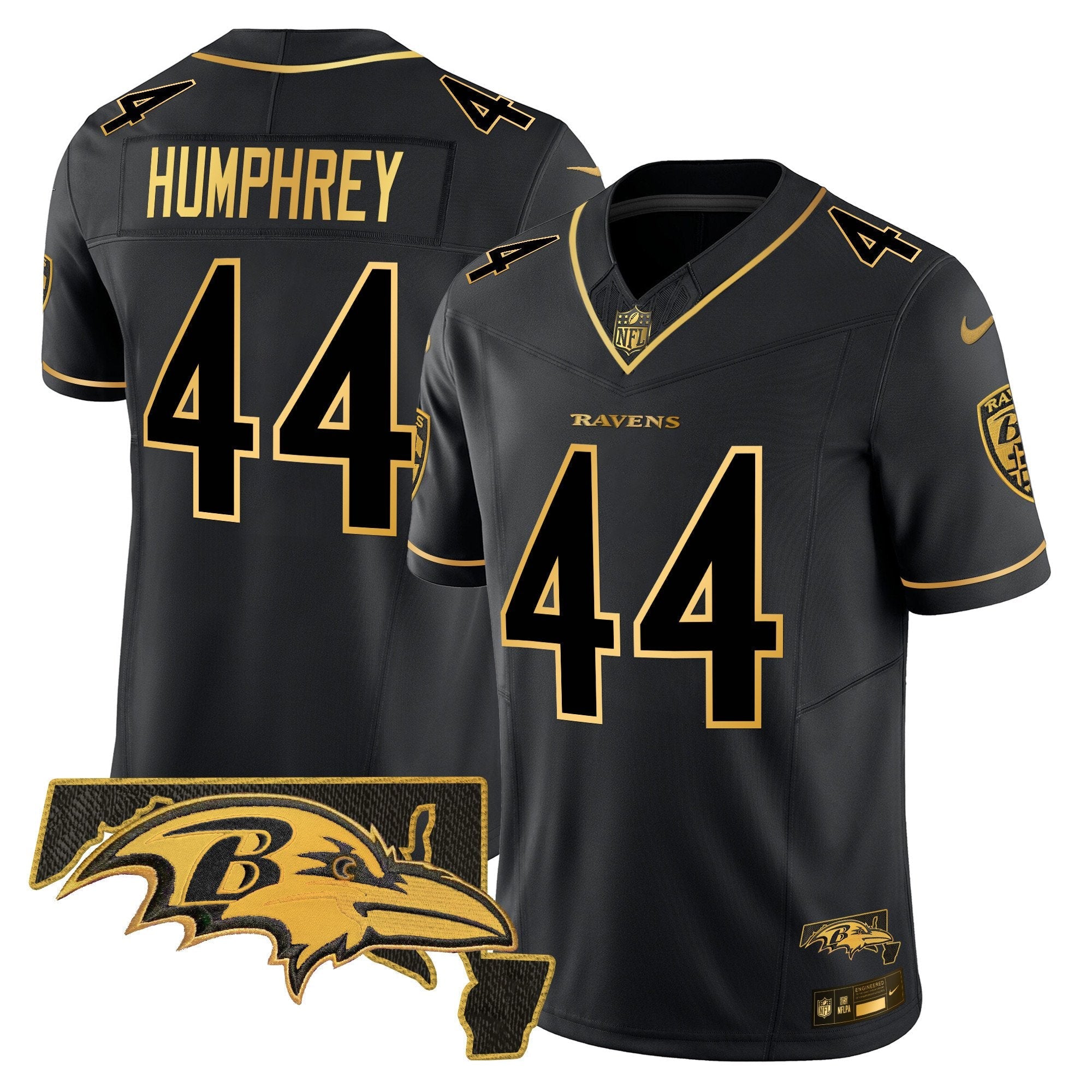 Ravens 2024 Gold Vapor Limited Jersey – All Stitched – Black Gold – Marlon Humphrey Jersey