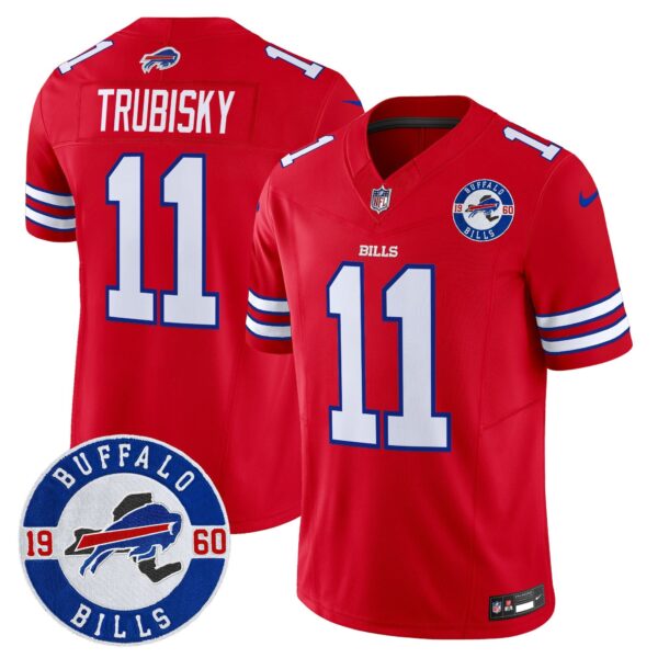 Buffalo Bills 2024 Vapor Limited Jersey – Est. 1960 Patch – All Stitched – Red – Mitchell Trubisky Jersey