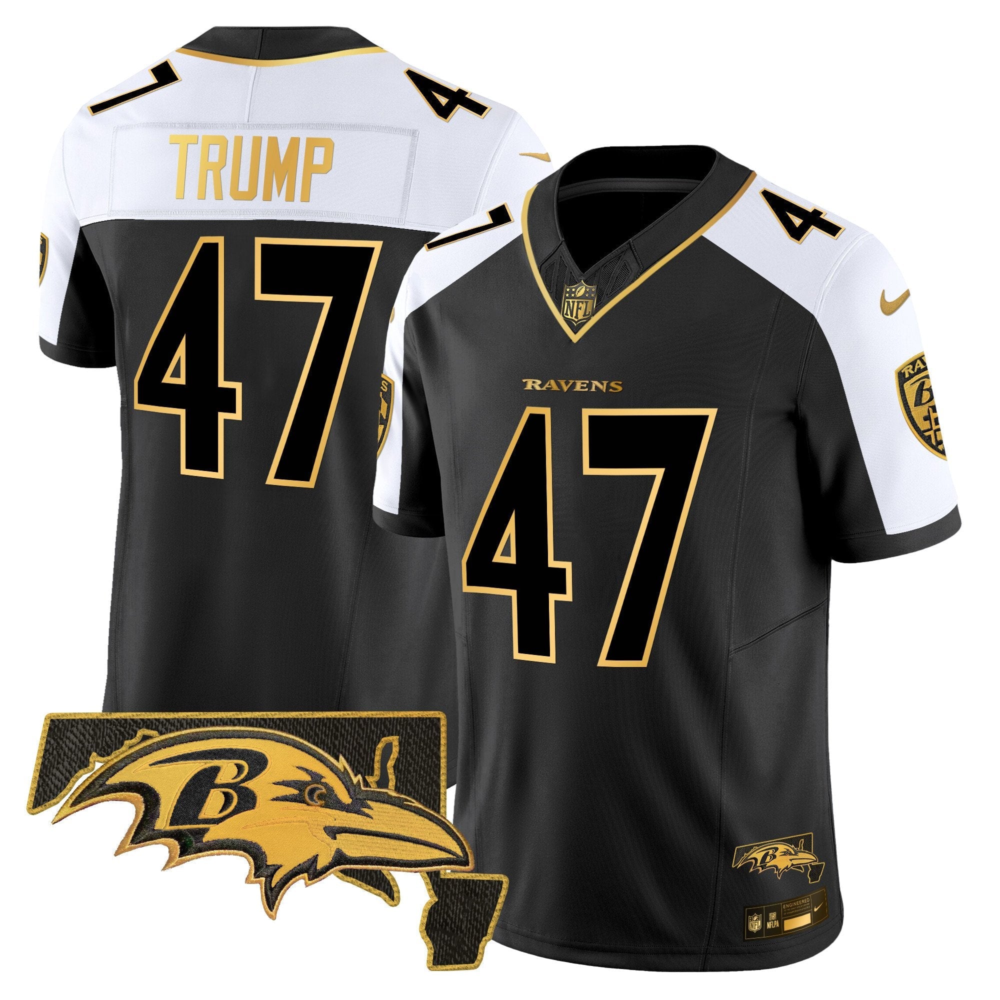 Ravens 2024 Gold Vapor Limited Jersey – All Stitched – Alternate – Donald Trump Jersey