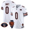 Bears Illinois Patch Vapor Jersey – All Stitched – White – D’Andre Swift Jersey