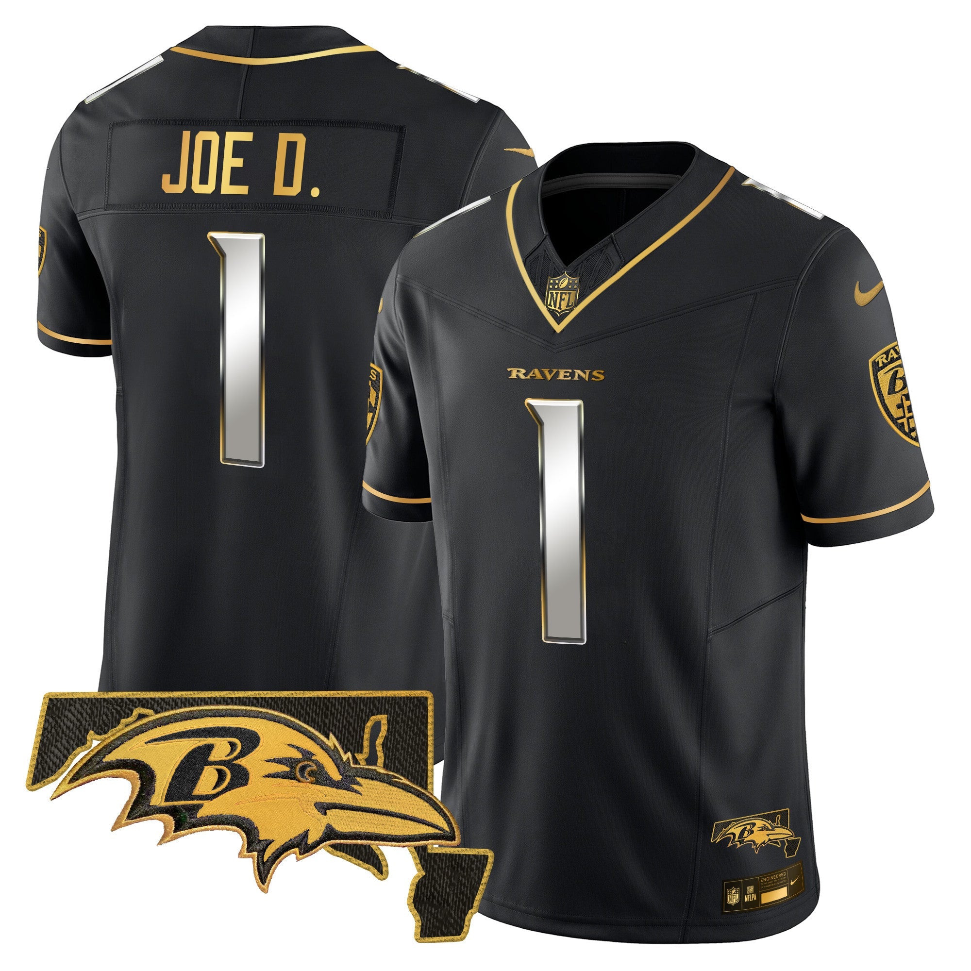 Ravens 2024 Gold Vapor Limited Jersey – All Stitched – Black Limited – Joe D Jersey