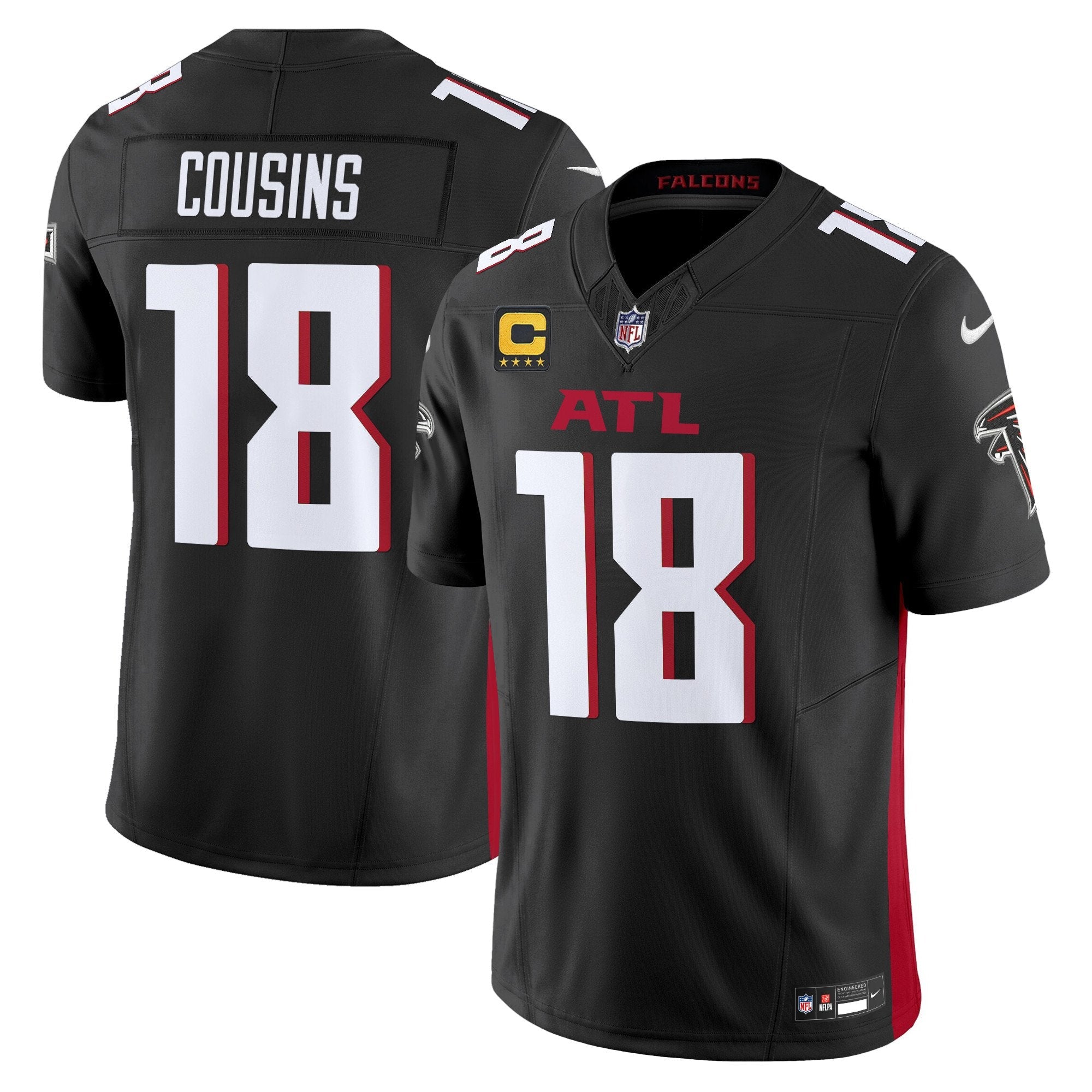 Atlanta Falcons 2024 Vapor Limited Jersey – All Stitched – Black – Kirk Cousins Jersey