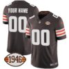 Browns 1946 75th Anniversary Patch Custom Jersey – All Stitched – Brown Jersey