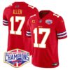 Bills 2024 AFC East Division Champions Gold Trim Vapor Limited Jersey – All Stitched – Red – Josh Allen Jersey