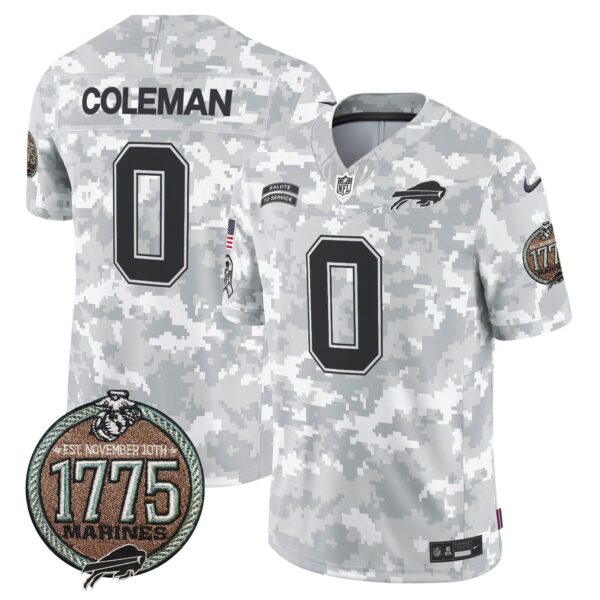 Bills 2024 Salute to Service Establishment Year Patch Vapor Limited Jersey – All Stitched – Marines – Keon Coleman Jersey